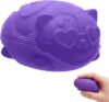 Cool Cat Squeeze Squishy, Cute Cat Stress Fuzz Ball, Slow Rise Sensory Fidget Balls,Sensory Stress Ball Relief(Purple)