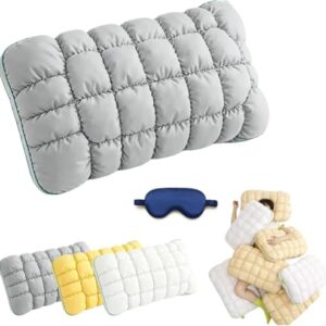Cooling Marshmallow Puff Pillow, Quilted Cloud-Loft Design for Side, Back & Stomach Sleepers, Cool-Touch Fluffy Pillow for Adults with High-Resilience Neck Support, Breathable Washable (1, White)