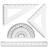 Coopay 12 Inch Math Geometry Tool Plastic Ruler Square Set Includes Straight Ruler, Triangles, Protractor for Student School Office Supplies (Clear)