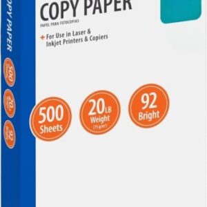 Copy Paper, 8.5" x 11", 20 lb., 92 Bright, White, 1 Ream, 500 Sheets
