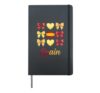 Coquette Bow Spanish Flag Spain Hearts Cute Girls Hardcover Journal, Black