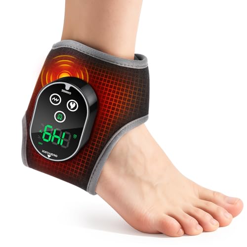 Cordless Ankle Heating Pad with Massage for Neuropathy, Rechargeable Foot and Ankle Massager for Pain Relief, Heated Ankle Wrap for Plantar Fasciitis & Arthritis, 4 Heat Levels & 3 Vibration Modes