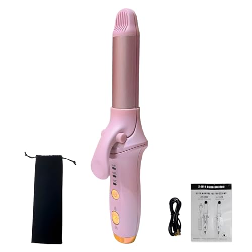 Cordless Curling Iron, USB Rechargeable Hair Curler with 3 Temp Settings, Mini Portable Travel Hair Curler Straightener, 30 s Fast Heating, 36 H Styling, Cordless Design for Travel, Pink