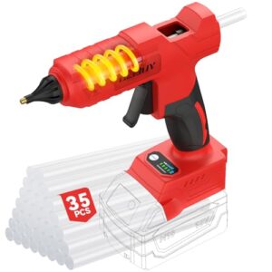 Cordless Hot Glue Gun for Mil-waukee M-18 Battery - 100W Hot Glue Gun and 35PCS Glue Sticks Set, Handheld Electric Glue Gun Full Size for Arts Crafts DIY Home Repair School Projects (Tool Only)