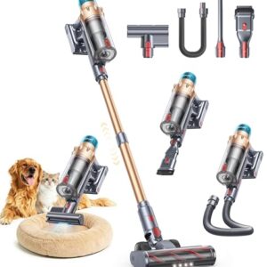 Cordless Vacuum Cleaner, 55KPA 650W 70Mins Stick Vacuum Cleaners for Home with Motorized Bed Brush, Flexible Hose, LED Touchscreen, Auto Mode, Self-Standing & Wall Mount, for Pet Hair Carpet Floor