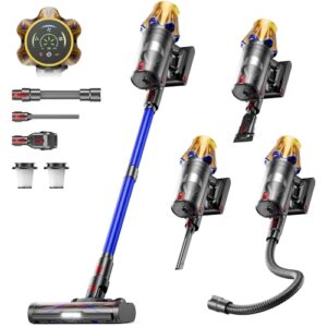 Cordless Vacuum Cleaner, Upgraded 650W 55KPA 70Mins Cordless Stick Vacuum Cleaner with Flexible Hose,Self-Standing,Touch Screen, Anti-tangle Wireless Vacumm Cleaners for Home/Pet Hair/Carpets/Floors