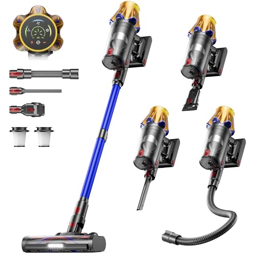 Cordless Vacuum Cleaner, Upgraded 650W 55KPA 70Mins Cordless Stick Vacuum Cleaner with Flexible Hose,Self-Standing,Touch Screen, Anti-tangle Wireless Vacumm Cleaners for Home/Pet Hair/Carpets/Floors