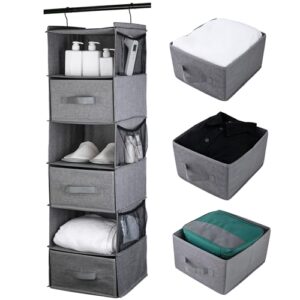 Corodo 6-Shelf Hanging Closet Organizer, Dark Gray