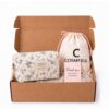COSMERIA Cosmetic Bag for Women, Black and White Floral Quilted Makeup Bag, Travel Toiletry Organizer, Gift for Her