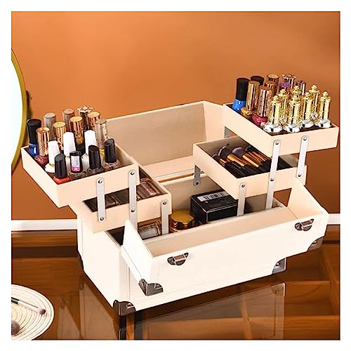 Cosmetic Storage box Portable Multi-Function Make Up Case, Dustproof Cosmetic Storage Box, Cosmetics Organizer Skin Care Products Jewelry Organizer Case Box for Bedroom Bathroom Desktop Travel Makeup