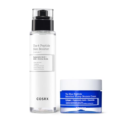 COSRX 6 Peptide X Blue Peptide Daily Plump & Firm Routine - 6 Peptide Booster Toner Serum 5.07 fl oz + Blue Copper Peptide Cream 1.76 oz.