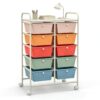 COSTWAY 10 Drawer Rolling Storage Cart, Utility Cart with Lockable Wheels