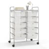 COSTWAY 10 Drawer Rolling Storage Cart, Utility Cart with Lockable Wheels