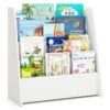 Costzon 4-Tier Kids Bookshelf, Front Facing Children Bookcase with Deep Compartments, Magazine Storage Rack for Kids Bedroom, Playroom, Nursery, Classroom, Kindergarten (White)