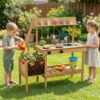 Costzon Kids Mud Kitchen, Wooden Play Kitchen w/Planter Box, Water Tank