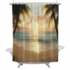 CosyBright Ocean Sunset Waterproof Shower Curtain for Bathroom Beach Palm Tree Polyester Fabric Shower Curtain Set with Hooks, Decorative Bath Curtain for Home Decor 72x78 in