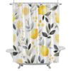 CosyBright Yellow Lemon Waterproof Shower Curtain for Bathroom Gray Leaves Polyester Fabric Shower Curtain Set with Hooks, Decorative Bath Curtain for Home Decor 60x72 in