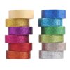 Cotrida 12 Rolls Glitter Washi Tape Set – 15mm Rainbow Colored Masking Tape, Sparkle Decorative Tape for DIY, Art, Scrapbook Tape, Decor & Crafts
