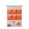 Cotton Fabric Wall Hanging Storage Bag with Pockets, 3.9 x 3.9 x 3.9 Inch Organizer for Wardrobe Door or Bedroom Wall