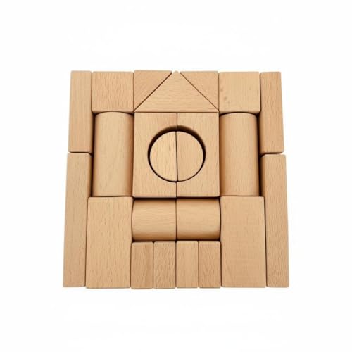CoudarTitie Wooden Building Blocks Educational Toy Set Building Stacking Blocks with Beech Wood Natural Texture for Open Ended Construction Suitable for Preschool Centers Creative Challenges