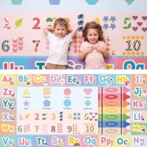 Coume Classroom Rug Elementary 13 x 6.5 ft ABC Alphabet, Numbers & Shapes Educational Carpet Large Colorful Learning Play Mat with Non-Slip Backing for Kids Toddlers Preschool Kindergarten