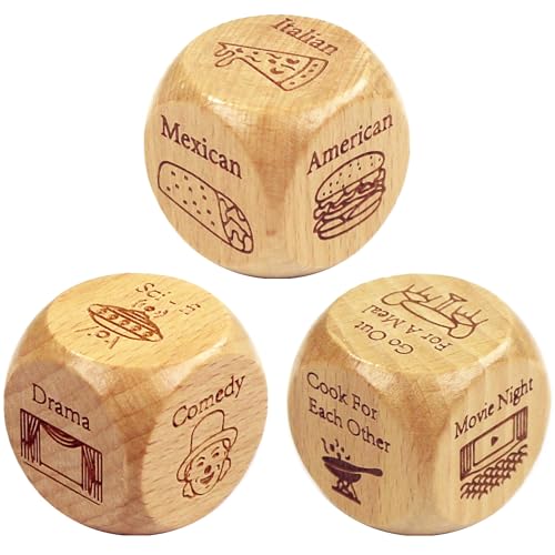 Couple Date Night Dice Ideas Gifts for Men Women Food Decision Dice Naughty Games Anniversary Birthday Engagement Valentine's Day Gift for Boyfriend Girlfriend Husband Wife Groom Bride Him Her