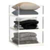 Covetree 3 Pack Stackable Closet Organizers and Storage Shelves - Transparent Sweater Organizer for Closet, Bathroom, Kitchen, Cupboard, Laundry Room, and Office