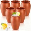 Covzoe 6 Pack Clay Drinking Cups, 12 Oz Mexicanos Cantaritos Shooters Pottery Cocktail Glass Patron Bottles for Tequila, Margaritas, Mojitos, Taco Tuesday Cocktail Cups