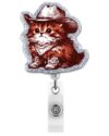 Cowboy Cat Badge Reel, Cute Western Gifts for Friends Colleagues