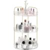 Cozary 3 Layer Makeup Organizer Makeup Storage Cosmetic Organizer Beauty Care Organisers Bathroom Storage for Kitchen Dressing Table Bedroom Transparent