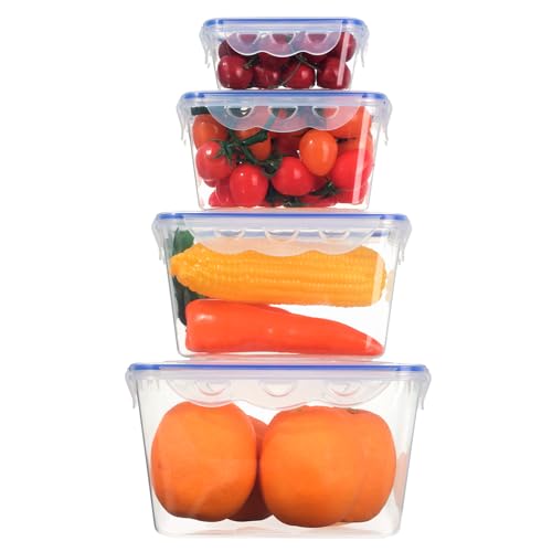 Cozary Food Storage Containers Set of 4 (2.7 L + 1.55 L + 0.8 L + 0.25 L) - Storage Box with Lid Kitchen, Meal Prep Boxes, Tupperware Set - BPA-Free, Microwave & Dishwasher Safe