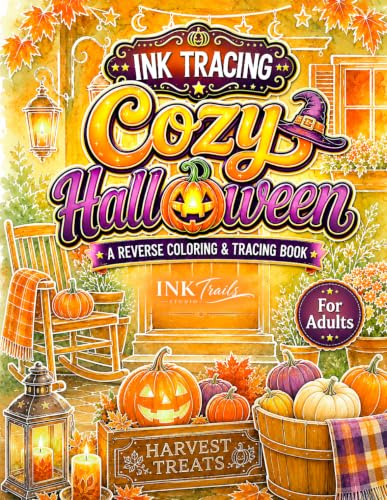 Cozy Halloween - INK Tracing Coloring Book for Adults: A Reverse Coloring & Line Tracing Book Featuring Cozy Autumn Nights, Pumpkins, Spooky Ghosts & ... Book Collections - Ink Trails Studio)