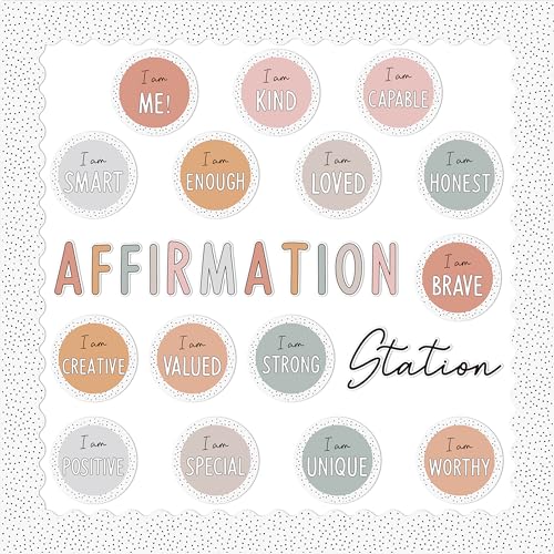 CPicdn 97Pcs Back to School Affirmation Station Bulletin Board Classroom Decoration Motivational Positive Saying Poster Cutouts Border Trim Back to School Party Classroom Chalkboard Wall Door Decor