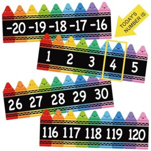 CPicdn Colorful Crayon Number Line -20 to +120 Bulletin Board Borders Classroom Decoration, Crayon Math Learning Poster Math Game Border Trims Back to School Classroom Decor for Wall Teacher Supplies