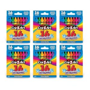 Cra-Z-Art Bulk Crayons, 6 Packs of 16 Count Washable Jumbo Crayons, School Supplies, Classroom Supplies, Teacher Bulk Pack