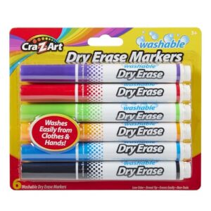 Cra-Z-Art Kids Washable Broadline Dry Erase Markers, 6 Count