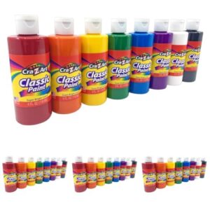 Cra-Z-Art Washable Classic Paint Bulk Pack, Assorted Colors 4oz each bottle (Pack of 32)