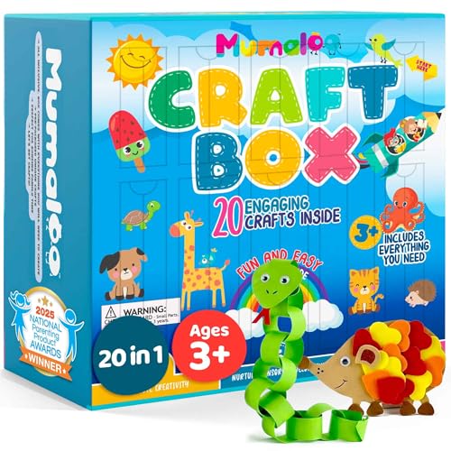 Craft Box for Kids - 20 Creative Arts and Crafts for Kids Ages 4- 8, Fun, No Mess Educational Preschool & Homeschool Art Projects & Supplies Kit, Toddler Activities, 3 4 5 6 7 8 Year Old Girls & Boys
