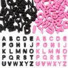 Craftdady 52Pcs Large 6mm Hole Beads Acrylic Bead European Letter A-Z Spacer Beads Violet Black Colorful Letters Alphabet Bead for Keychains Bag Charm Kit Phone Chains Bracelets Necklaces