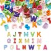 Craftdady 60Pcs Acrylic European Beads Large Hole Letter Beads Mixed Initial Letters Spacer Bead for Keychains Bag Charm Kit Phone Chains Bracelets Necklaces Jewelry Making