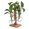 CRAFTYMELODY 1 Set Plant Propagation Station with Wooden Stand Burlywood Propagation Vases Hydroponic Planter Glass Metal Swivel Holder for Home Office Garden Decor Glass Vases