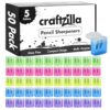 Craftzilla Pencil Sharpener 50 Pack, Manual Dual-Hole Sharpeners Bulk