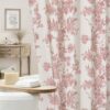Craidlela Vintage Floral Linen Shower Curtain, Grey Boho Farmhouse Shower Curtains for Bathroom, French Country Decorative Fabric Bath Decor，72Wx72H