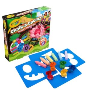 Crayola Chalk-a-Boomz Games & Activity Set, Sidewalk Chalk Sticks, and Stencils, 40+ Activities, Ages 6+