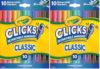 Crayola Clicks Retractable Tip Markers (10ct), Stocking Stuffers for Kids & Toddlers, Cone Tip Washable Art Marker Set, Coloring Book Supplies, No Dry, 3+ (Pack of 2)