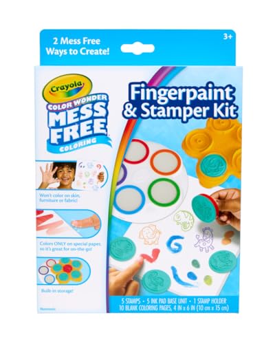 Crayola Color Wonder Mess Free Fingerpaint & Stamper Kit, Safari Stamps for Kids, Color Reveal Ink, Toddler Activity, Gifts, 3+ (Pack of 12)