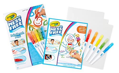Crayola Color Wonder Paintbrush Pens & Paper, Mess Free Coloring for Toddlers, Painting Set, Toddler Arts & Crafts, Kids Gift