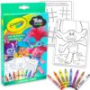 Crayola Trolls Mini Box Set - 12 Coloring Pages and 8 Crayons for Kids, Girls Toddler Coloring Activity | Trolls Coloring Activities for Girls