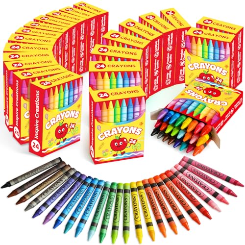 Crayons 24 Count, 24 Pack Crayons Bulk of 24 Colors, Premium Crayon for Toddlers & Kids, Art & Back to School Supplies for Kid, Durable & Non Toxic Crayon Kids Party Favors for Classroom & Home