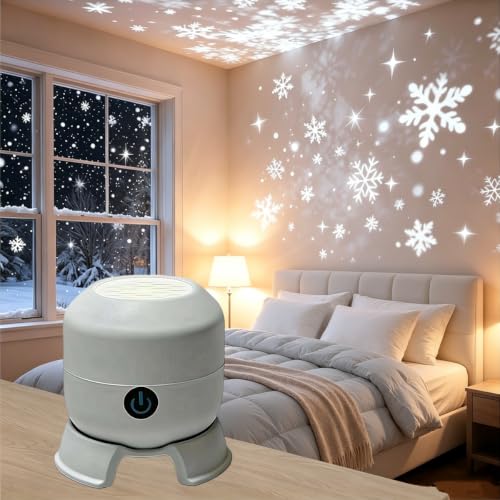 Crazyview Dynamic Rotating LED Projector Light, 360 Degree Rotating Ocean Wave Night Projection NightLight, USB Dimmable Projector w/Multi-Angle Projection Base for Home (USB Recharge Snowflakes)